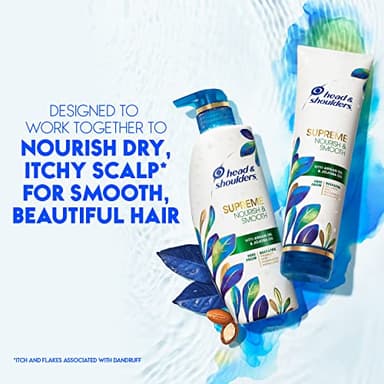Head & Shoulders Supreme Anti Dandruff Shampoo and Conditioner Set, Sulfate Free, Argan & Jojoba Oil, For Dry Scalp, Nourishes & Smooths, Safe for Color Treated Hair, 11.8 & 9.4 Fl Oz - Image 6