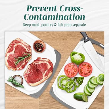 Cutting Boards for Kitchen - BPA-Free Chopping Board - Different Sizes & Non Slip Handles - Reversible, Large Cutting Board Set - Unique Gifts for Cooks Who Have Everything - 3-Pack Gray - Image 9