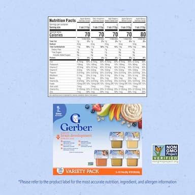 Gerber Stage 2 Baby Food, Baby Fruit And Cereal Tubs Variety Pack, Iron Helps Support Brain Development, No Artificial Flavors, Baby Cereal, 32-Pack - Image 2
