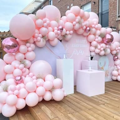 135pcs Pink Balloons Different Sizes 18" 12" 10" 5" Latex Pastel Light Pink Balloon Garland Arch Kit for Birthday Baby Shower Wedding Anniversary Graduation Party Decorations (07-Pastel Pink) - Image 4