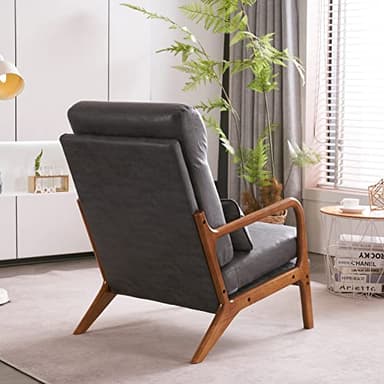 Bonnlo High Back Microfiber Dark Grey Accent Chairs Set of 2, Upholstered Mid Century Modern Lounge Chairs Reading Chairs Side Sitting Chair Farmhouse Armchairs for Living Room, Bedroom, Guest Room - Image 6
