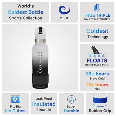 Coldest Insulated Water Bottle with Straw Lid - Stainless Steel Metal Insulated Bottle for Men & Women (Hyperspace White, 21 oz) - Image 8