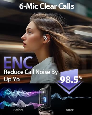 DARONGFENG Open Ear Wireless Bluetooth Headphones, Pain-Free Air Conduction Ear Buds with LED Digital Display Charging Case, Sweat Resistant for Running, Safe Driving, and Extended Daily Use - Image 7