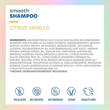 Seaweed Bath Co. Smooth Shampoo, Citrus Vanilla Scent, 12 Ounce, Sustainably Harvested Seaweed, Borage and Broccoli Seed Oils, For Curly and Frizzy Fine Hair - Image 3