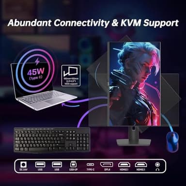 KTC 32 Inch 4K Mini LED Monitor, Fast IPS, HDR1000 144Hz 1ms MPRT Gaming Monitor,Type-C 45W, HDMI/DP/USB,RGB Light, Swivel/Height/Pivot/Tilt Adjust, VESA, Computer Monitor for Gaming & Designer - Image 5