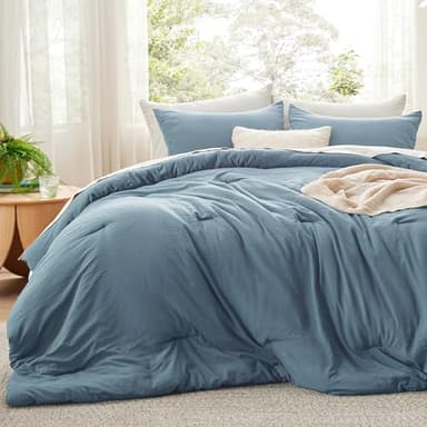 Bedsure Super King Size Comforter Set, Grayish Blue Soft Prewashed Bedding for All Seasons, 3 Pieces GentleSoft™ Bed Set, 1 Lightweight Comforter (120"x120") and 2 Pillowcases (20"x36") - Image 2