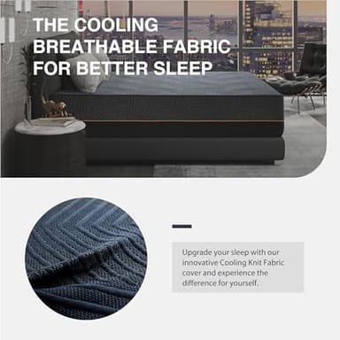 Dyonery Firm Queen 14 Inch Memory Foam Mattress in a Box, Cooling Knit Fabric Cover, Copper Memory Foam, Made in The USA of US Foam, CertiPUR-US Certified, 80”x60”, Black - Image 4