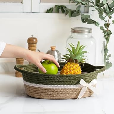 CHICVITA Small Storage Basket for Gifts Empty, Cute Decorative Basket for Living Room, Baby Gift Basket for Nursery, Rope Basket for Home Decor, 13 x 9.8 x 5 inches - Image 5