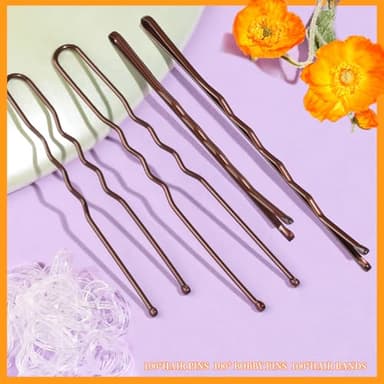 Teenitor 300pcs Bobby Pins Hair Pins Kit, 100 Hair Pin for Women 100 Bobby Pins Brown and 100 Hair Bands, Hair Pins for Buns 2inch 2.36inch 2.75inch - Image 4