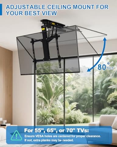 TOPSKY Electric Adjustable Ceiling TV Mount with Remote, Motorized Flip Down Fits for Flat and Pitched Roof and 32 to 70 Inch Flat and Curved Screen TVs (Black) - Image 5