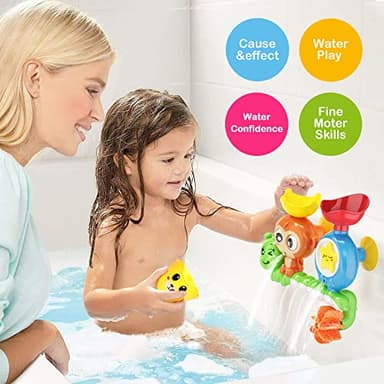 G-WACK Bath Toys for Toddlers Age 1 2 3 Year Old Girl Boy, Preschool New Born Baby Bathtub Water Toys, Durable Interactive Multicolored Infant Toy, Lovely Monkey Caterpillar,2 Strong Suction Cups - Image 6