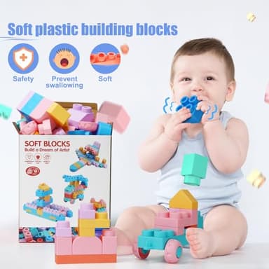 Soft Block Sets for Toddler Aged 2 3 4 5 6 Years Old.Preschool Toy for Early Childhood Education and I-Interactive.Toddler Block Toys with 101 Pieces and Storage Bag.Gift Ideas for Kids Age 18+ mouths - Image 4