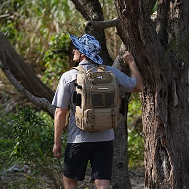 KastKing KarryAll Fishing Tackle Backpack with Rod Holder 4 Tackle Boxes,40/26L Tackle Bag Storage Fishing Gear and Equipment,Khaki,Large - Image 6