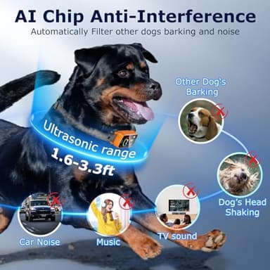 Ultrasonic Smart Bark Collar for Large Medium Small for Dogs Automatic Anti Barking Training Collar Rechargeable Bark Collar with Waterproof Vibration and Beep 7 Sensitivity Orange - Image 3
