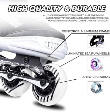 PAPAISON Adjustable Inline Skates for Kids and Adults with Full Light Up Wheels, Outdoor Roller Skates for Girls and Boys, Men and Women - Image 4