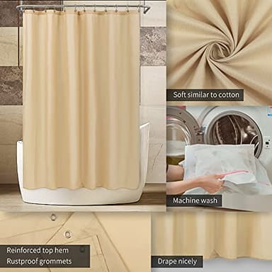 ALYVIA SPRING Waterproof Fabric Shower Curtain Liner with 3 Magnets - Hotel Quality Soft Cloth Shower Liner, Light-Weight & Machine Washable - Standard Size 72x72, Khaki - Image 3