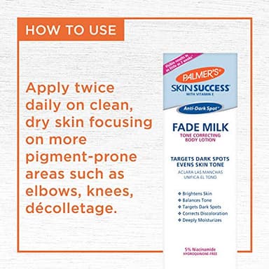 Palmer's Skin Success Anti-Dark Spot Fade Milk Body Lotion, 8.5 Oz, Moisturizer with Niacinamide, Fades Age Spots, Helps Uneven Skin Tone & Hyperpigmentation, Dermatologist Approved - Image 7