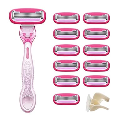 Amazon Basics Women's 5 Blade FITS Razor for Women, FITS Amazon Basics Handle and Venus Handles, Includes 1 FITS Handle, 12 Cartridges & 1 Shower Hanger - Image 2