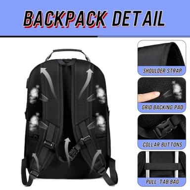 Z-MGKISS Large Travel Backpack for Men, TSA Flight Approved Business Backpack, USB Computer Bagpack Fits 17.3 Inch Laptop, Blue - Image 2