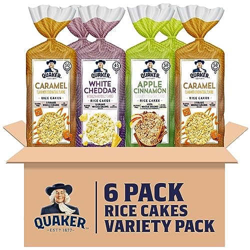 Quaker Large Rice Cakes, Gluten Free, 3 Flavor Variety Pack, 6 Count - Image 1
