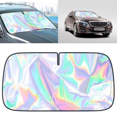 for Mercedes Benz C C300 A B E E350 GLA GLB250 CLA CLK Class Windshield Sun Shade - Foldable Windshield Cover Sun Shade Accessories Protect Car from Sun Rays Overlapping UV Reflective Window Sunshad - Image 1