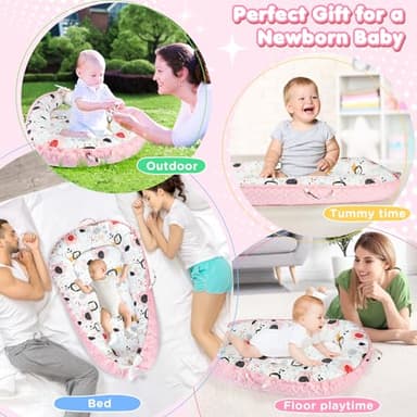 URMYWO Baby Lounger - Baby Lounger for Newborn 0-24 Months, Breathable & Soft Cotton Baby Nest Cover Infant Lounger, Babies Newborn Essentials Gifts, Portable Baby Floor Seat for Home and Travel - Image 6
