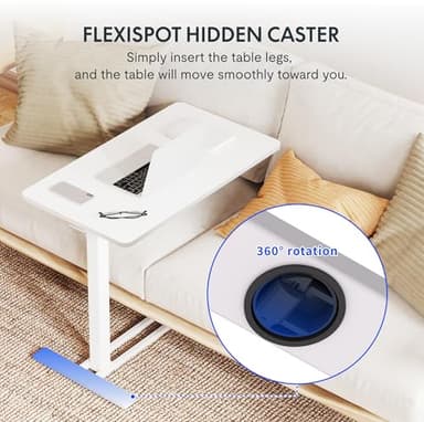 FLEXISPOT Mobile Standing Desk with Wheels Pneumatic Laptop Desk Rolling Computer Cart Movable Height Adjustable Small Sit Stand Desk Computer Workstations Home Use（31.5" W x 17.7" D,White - Image 4