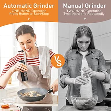 Electric Salt and Pepper Grinder Set-Rechargeable Automatic Pepper Mill Grinder with LED Christmas Gifts for Women, USB Adjustable Coarseness shakers, One-Hand Operation for Kitchen Gadgets - Image 4