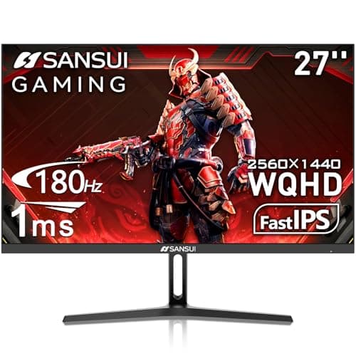 SANSUI 27 Inch WQHD 2560 x 1440 IPS Gaming Monitor, 180Hz 1ms Computer Monitor, DP 1.2 x2 | HDMI 2.0 x2 | VESA Mount, 120% sRGB HDR Eye Care Metal Stand (DP Cable Included) - Image 1
