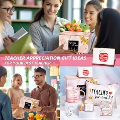 Teacher Appreciation Gifts Thank You Basket for Women Teacher Gift Sets from Student Big Heart Pink Coffee Mug Graduation Gifts Unique Christmas Ideal for Teachers - Image 6