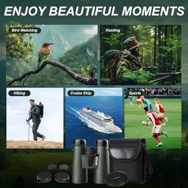 15x42 Binoculars for Adults High Powered - Occer HD Lightweight Travel Hunting Binoculars with Clear Low Light Vision for Bird Watching, Whale Watching, Camping -Green - Image 7