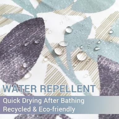 VIUOON No Hook Shower Curtain with Snap-in Fabric Liner Set, Double Layers Heavy Duty Fabric Large Leaf Pattern Bathroom Curtain with See Through Top, Hotel Grade, Machine Washable, 71Wx74L - Image 6