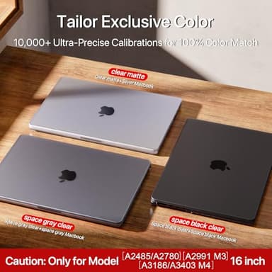 Soonjet for MacBook Pro 16 inch Case M4 2025 2024-2021 M3 M2 M1 Pro/Max [100% Match Official Color] Protective Hard Case Laptop Cover - Space Black Clear - Image 5