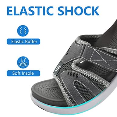 COFACE Mens Sport Recovery Sandals Plantar Fasciitis Soft Cushion Lightweight Orthotic Slides for Men Grey Size 11 - Image 5