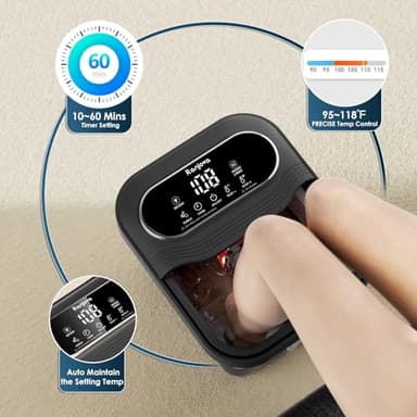 Collapsible Foot Spa Electric Rotary Massage, Foot Bath with Heat, Bubble,Temp Control, and 24 Motorized Shiatsu Massage Balls, Pedicure Foot Spa Tub for Stress Relief (Black) - Image 3