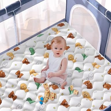 Premium Foam Baby Play Mat for Floor 79" X 71", Extra Large Soft Thicker Activity Playmats for Babies, Toddlers, Infants, Play & Tummy Time, Foldable & Machine Washable Baby Crawling Mat - Image 9