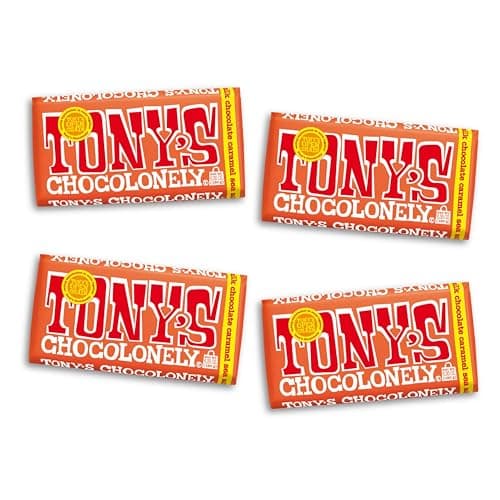 Tony's Chocolonely 32% Milk Chocolate Caramel Sea Salt Bars, 6.35 Oz, 4 Bars - Image 1
