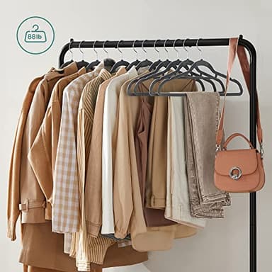 SONGMICS Clothes Rack with Wheels, Clothing Rack for Hanging Clothes, 25.4 mm Metal Garment Rack with Dense Mesh Storage Shelf, 110 lb Load Capacity, 2 Brakes, Black UHSR25BK - Image 7