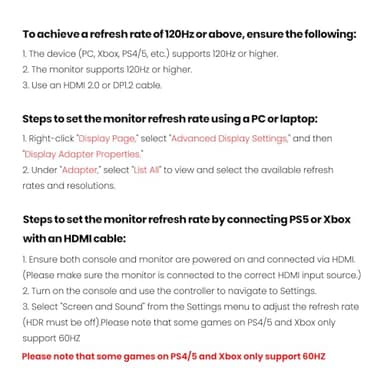 CRUA 27 Inch Gaming Monitor, QHD 1440P 120Hz IPS Computer Monitor, 120% sRGB, AMD Freesync, HDMI 2.0 & Displayport 1.2, Low Blue Light, Support Wall Mountable Installs/Tilt Adjustable-Black - Image 8