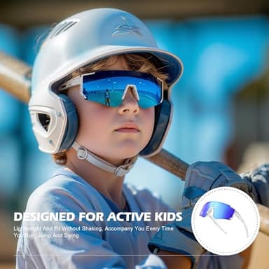 Fanshen Kids Polarized Baseball Sunglasses - Sports Polarized Sunglasses Softball Cycling for Boys Girls Ages 3-12 UV Protection Lightweight & Comfortable - Image 2