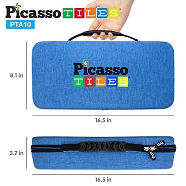 PicassoTiles Magnetic Tile Storage Case 16.5x7.5x3.5in Travel Carry Bag with Handle Water Resistant Organizer Compatible with Magnet Building Block Sets STEM Educational Accessories Oxford Cloth PTA10 - Image 5