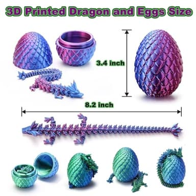 3D Printed Dragon Eggs with Dragon Inside – Fantasy Tabletop Decor, 3D Printing Toys for Kids & Adults – Unique Desktop Decoration & Collectible – Christmas Ornament & Stocking Stuffers (4 Pack) - Image 3
