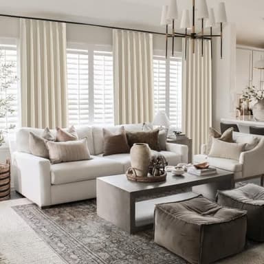 Topfinel 102 Inches Long Cream Colored Custom Total Blackout Linen Curtains, Tan Pinch Pleated Curtains with Pin Hooks for Traverse, Burlap Viral Drapes 2 Panels for Living Room Master Bedroom - Image 8