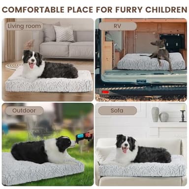 TSEB4TEP Dog Bed,Orthopedic Foam Plush Dog Bed for Crate Fulffy Comfy Kennel Pad Anti-Slip,36" Dogs Bed Sofa Pet Bed for Large,Medium,Small Dogs Breeds,36" x 24",L,Gray - Image 6