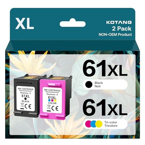61XL Ink Cartridges Combo Pack Replacement for HP Ink 61 XL High Yield Work with HP Envy 5530 4500 4502 5535 Officejet 4630 4635 Deskjet 3510 1010 Printer Remanufactured (Black, Tri-Color, 2 Pack) - Image 1