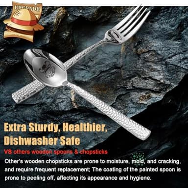 Ceramic Anime Style Straw Hat Ramen Bowl Set, Hammered Stainless Steel Fork & Spoon, Good ideal Gift Anime Merchandise for OP Fans(Captain’s Feast Edition) - Image 5