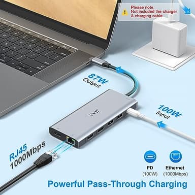 USB C Laptop Docking Station Dual Monitor HDMI for Dell/Lenovo/HP Laptop 14 in 1 USB C Hub Multiport Adapter Dongle Dock USB C to 2 HDMI 4K+DisplayPort+Ethernet+4USB+2USB C+100W PD Charger+SD/TF+Audio - Image 6