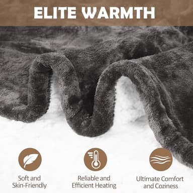 HOW'S MY HOUSE Heated Blanket 84" x 90", Dual Control Electric Blanket Queen Size with 10 Time Settings & 6 Heating Levels, Over-Heat Protection, Flannel Sherpa Super Cozy with ETL Certification, Gray - Image 4
