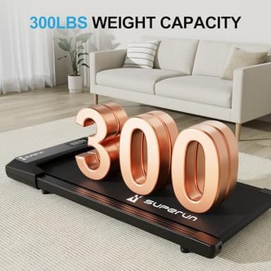 SupeRun Walking Pad, Under Desk Treadmill, 3 in 1 Portable Treadmill with Remote Control LED Display, 2.2 HP Quiet Walking Jogging Machine for Office Home Use, 300 Lbs Capacity - Image 8