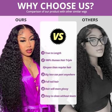 utodoo 28 Inch Deep Wave Lace Front Wigs Human Hair 13x6 Curly HD Transparent Lace Wigs Human Hair 210% Density Pre Plucked with Baby Hair - Image 4